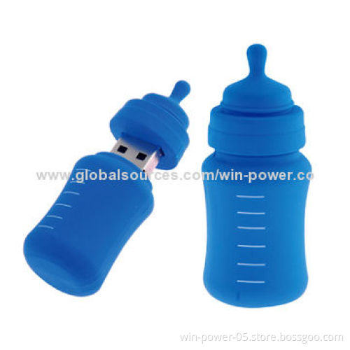 PVC USB Flash Memory in Bottle Style, Can be with Cute Accessories, Pre-load Data Service Welcomed